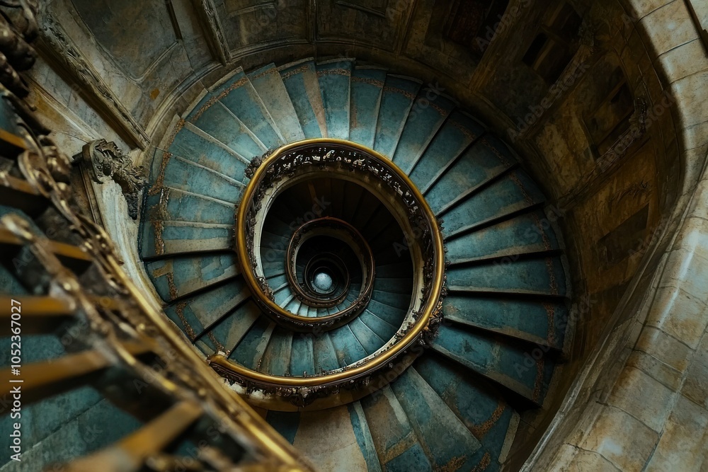 Fototapeta premium Captivating Aerial View of a Spiral Staircase