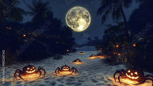 An Eerie Island Halloween Featuring Gecarcinus Quadratus by the Beach photo