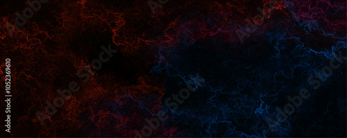 Trendy living red color texture of a concrete wall with cracks and scratches. Star field background Aquamarine and pink dark red pink, teal and purple nebula universe. Fantastic outer view space 