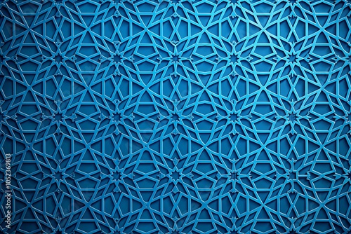 Embossed Cerulean Blue Geometric Pattern Background for Modern Design