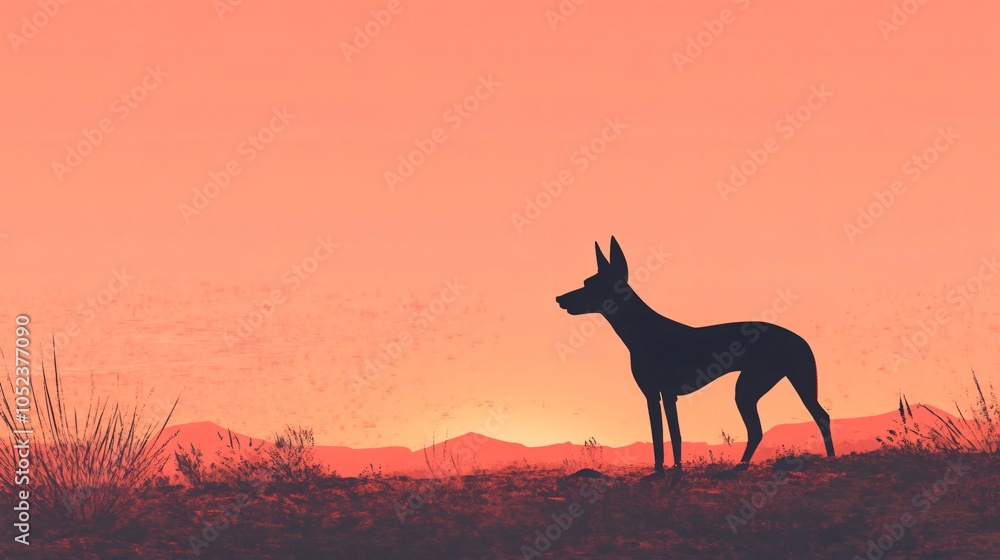 Silhouette of a Dog at Sunset Silhouette of a Dog at Sunset