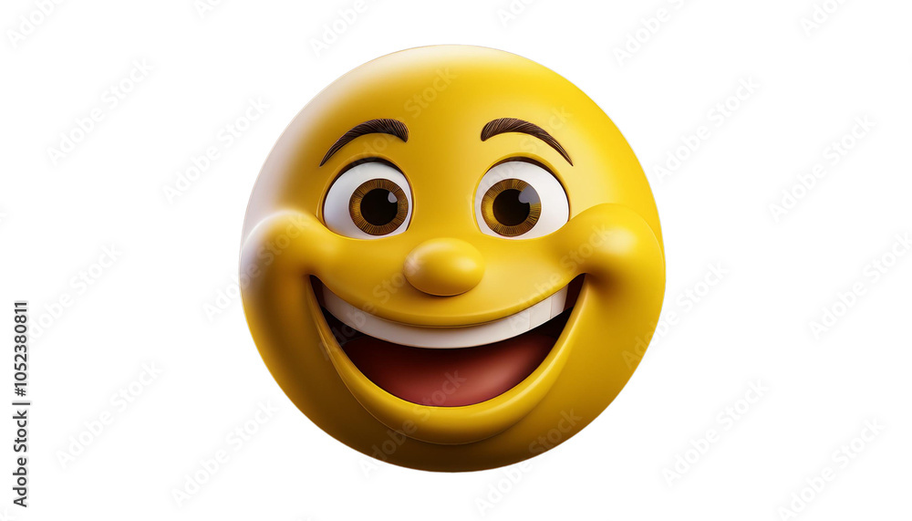3D Happy Emoji: Joyful Expression on a Transparent Canvas 3D Happy Emoji: Joyful Expression on a Transparent Canvas
