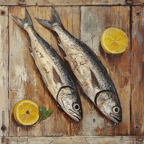 Fish on wood photo