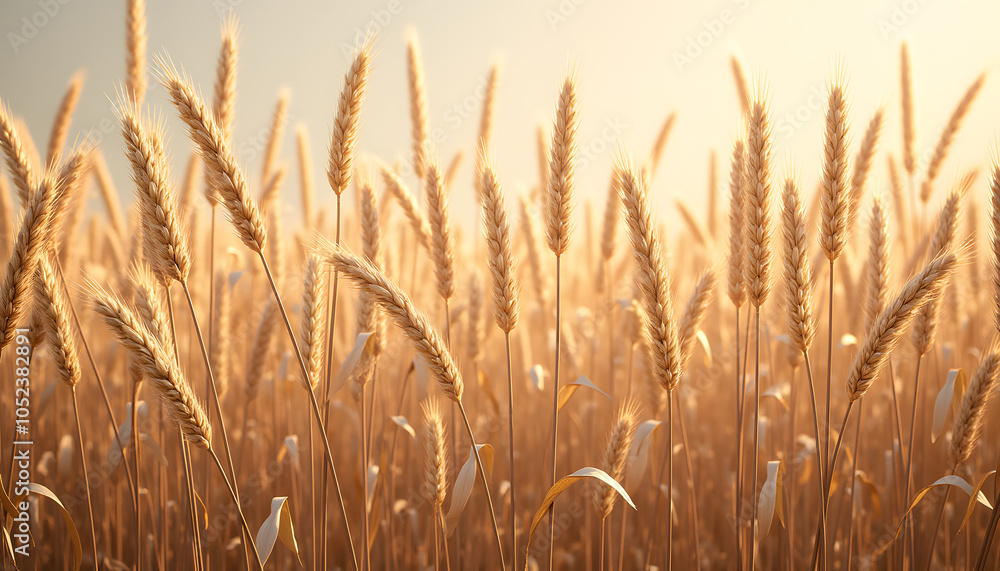 Obraz premium Golden reed field with tall grass swaying gently in the warm sunlight