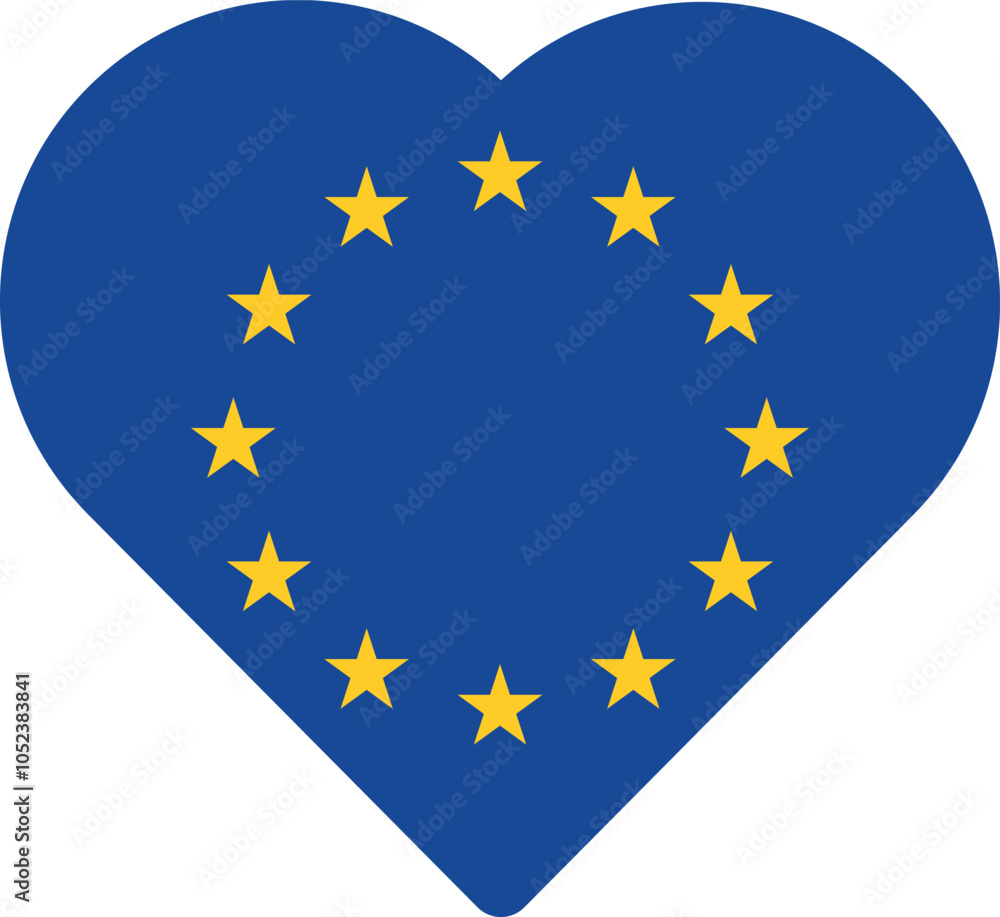 Heart shaped flag of the organization EUROPEAN UNION Heart shaped flag of the organization EUROPEAN UNION