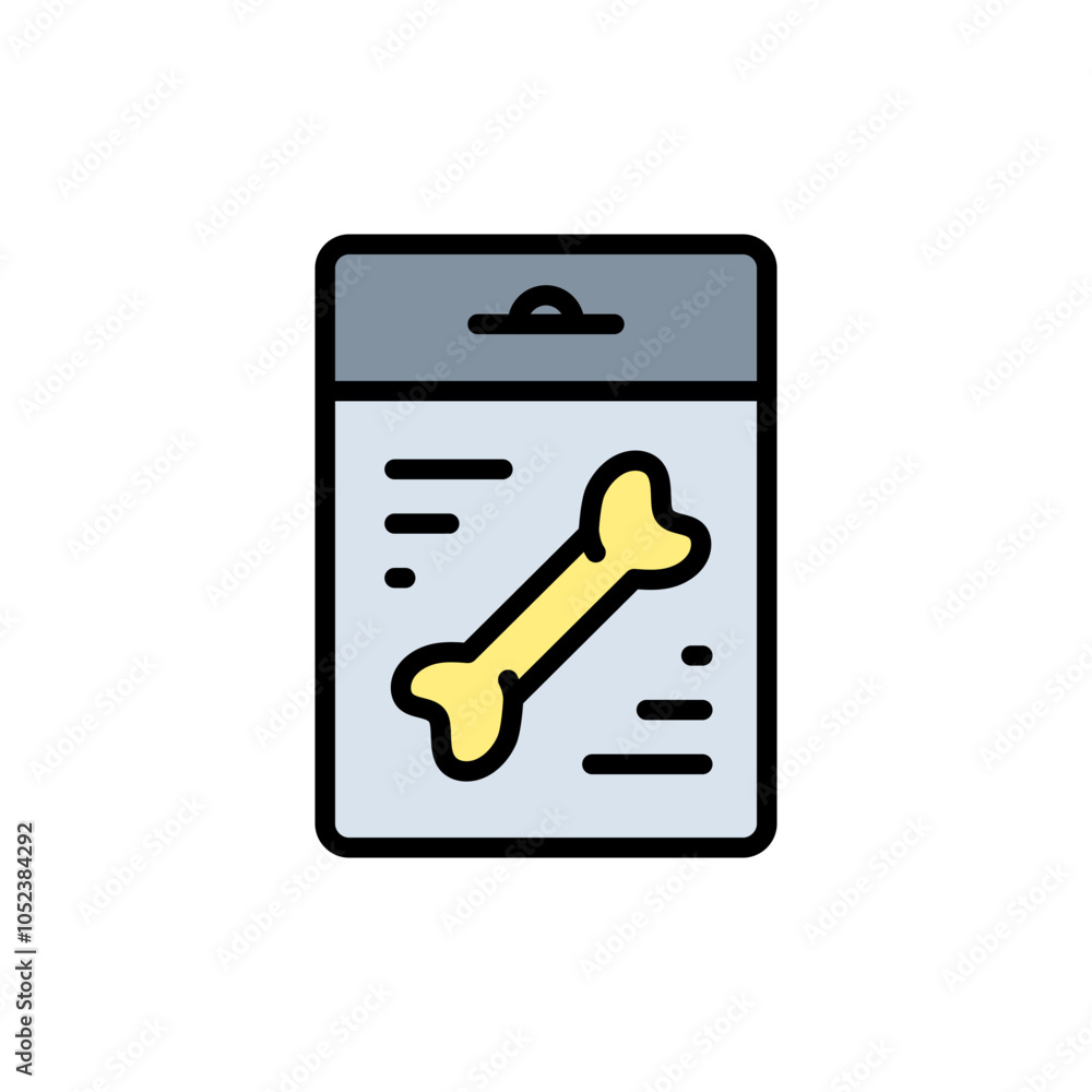 Animal feed package color icon. Bag of dog food. Pictogram isolated on white background. Animal feed package color icon. Bag of dog food. Pictogram isolated on white background.