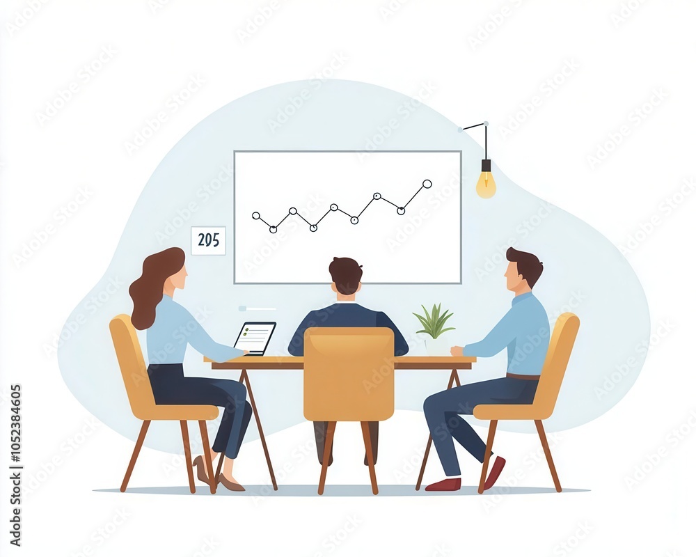 Three professionals analyzing financial data in a collaborative meeting room. Three professionals analyzing financial data in a collaborative meeting room.