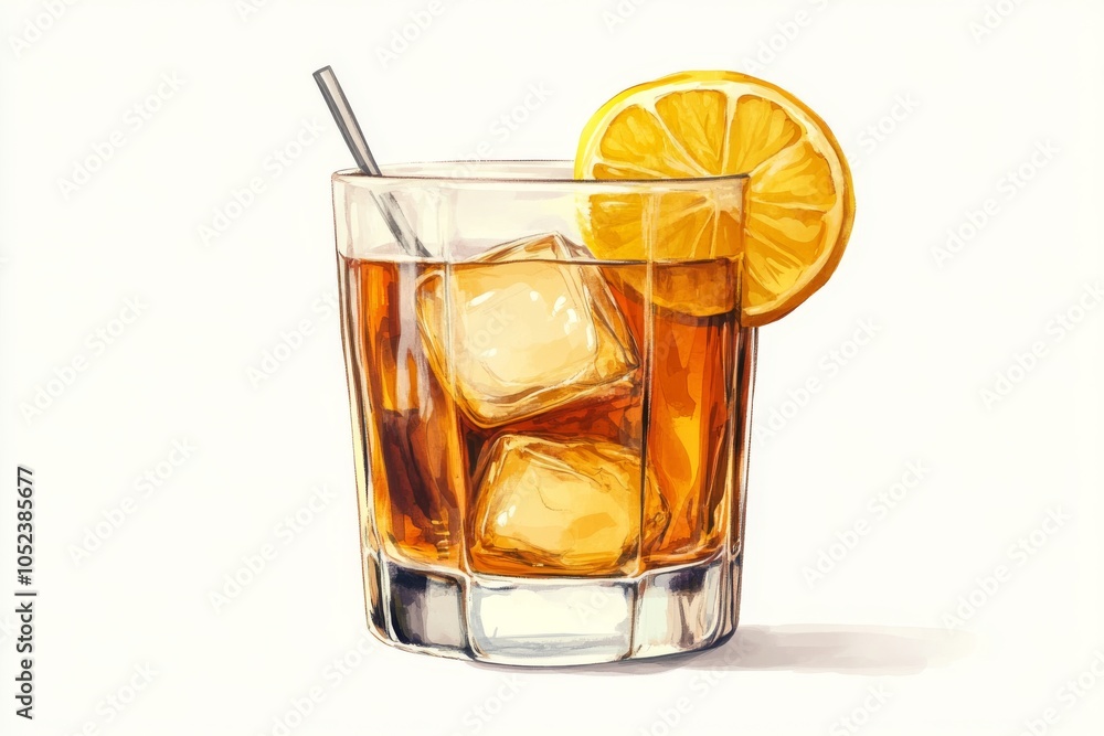 Refreshing Iced Tea with Lemon Slice and Straw Refreshing Iced Tea with Lemon Slice and Straw