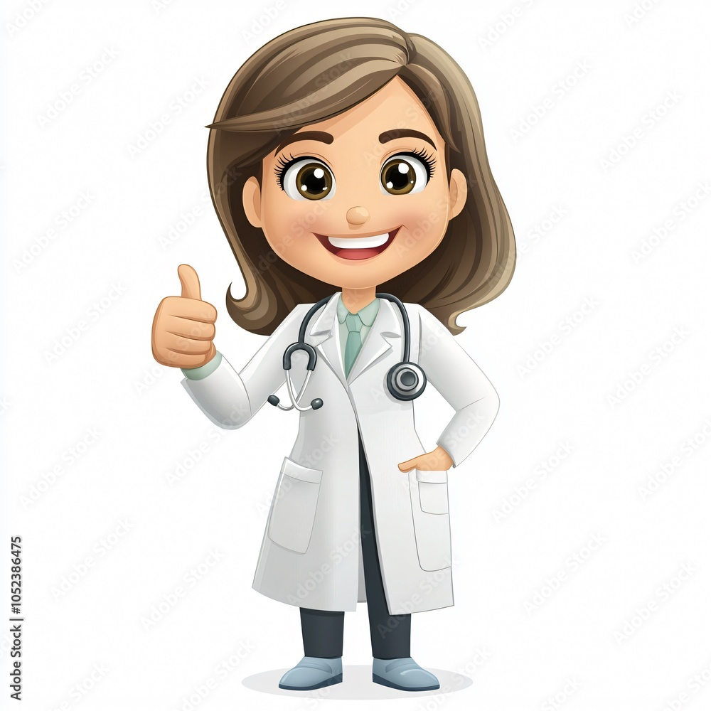 Friendly Cartoon Doctor with Thumbs Up Gesture Friendly Cartoon Doctor with Thumbs Up Gesture