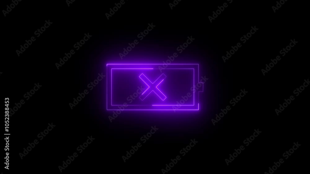 Neon mob battery unknown icon glowing black background animation Neon mob battery unknown icon glowing black background animation