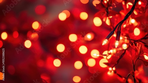 festive background adorned with vibrant red bokeh lights sparkling against a soft backdrop, creating a magical ambiance perfect for holiday celebrations and joyful gatherings