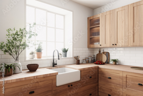 Discover a modern rustic kitchen blending natural elements and warm wood for an inviting space