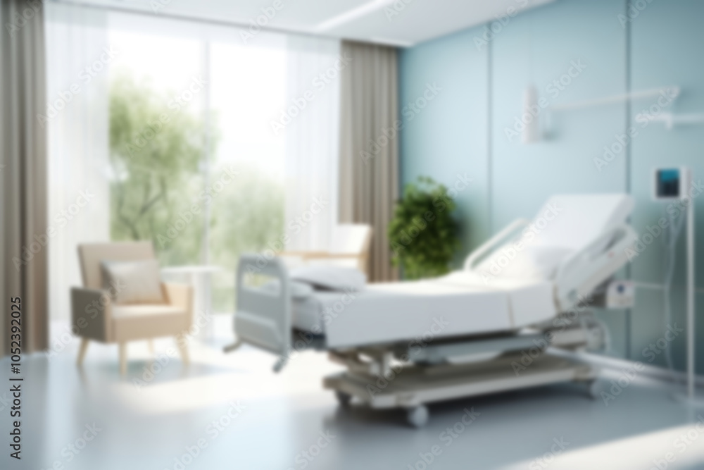 Blurred hospital room backdrop, natural light Blurred hospital room backdrop, natural light