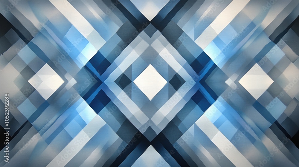 Symmetrical diamond pattern in alternating shades of gray and blue, modern design with a sleek aesthetic, perfect for contemporary decor. Symmetrical diamond pattern in alternating shades of gray and blue, modern design with a sleek aesthetic, perfect for contemporary decor.