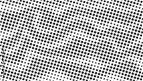 Wavy round grains pattern background. Black noise dots waved surface. Sand grain effect. Curve dots grunge banner. Abstract noise dotwork pattern. Dotted ripple vector.