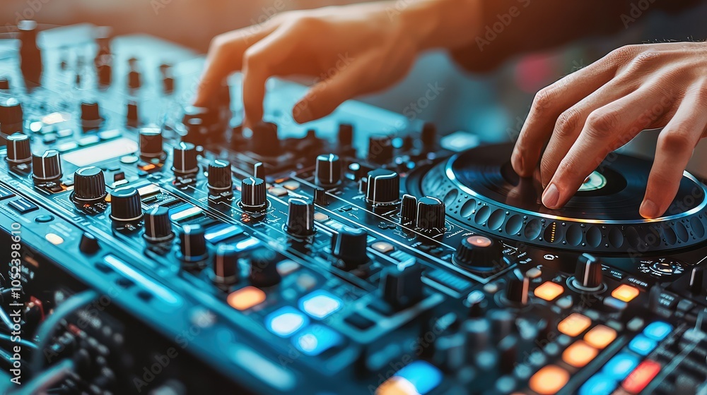 DJ Adjusting Platter for Live Performance DJ Adjusting Platter for Live Performance