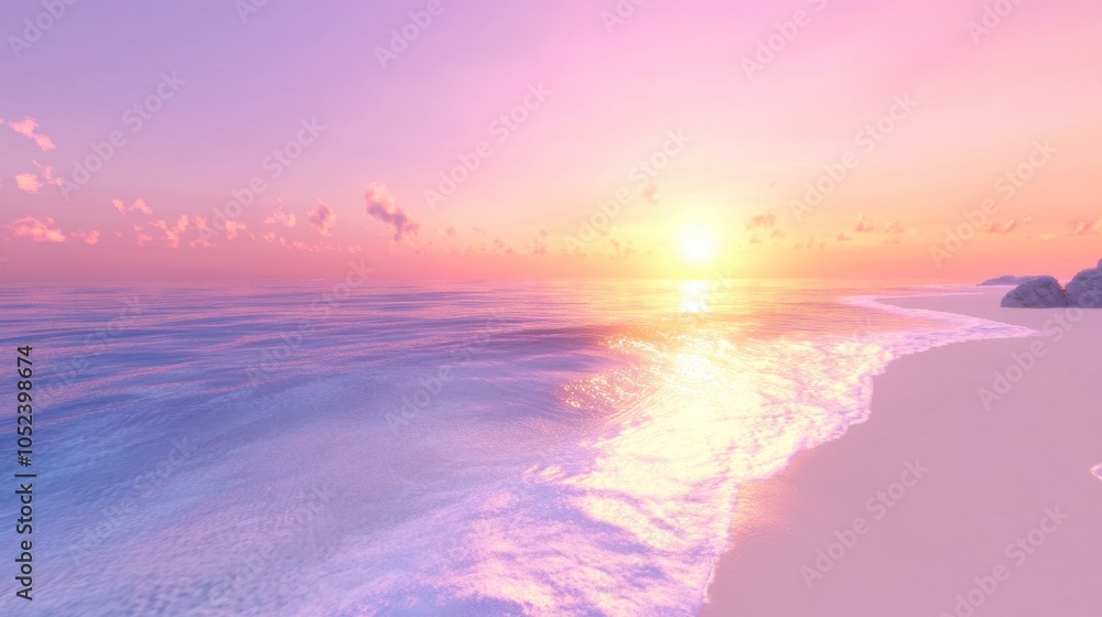 Fototapeta premium Serene Sunset Over Tranquil Ocean Waves