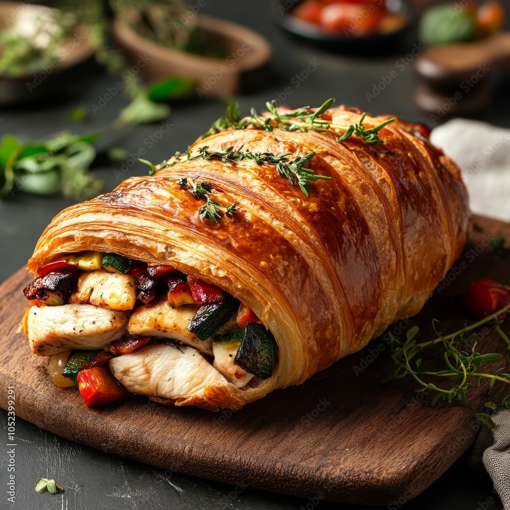 Savory croissant bread w/ chicken & veggies Savory croissant bread w/ chicken & veggies