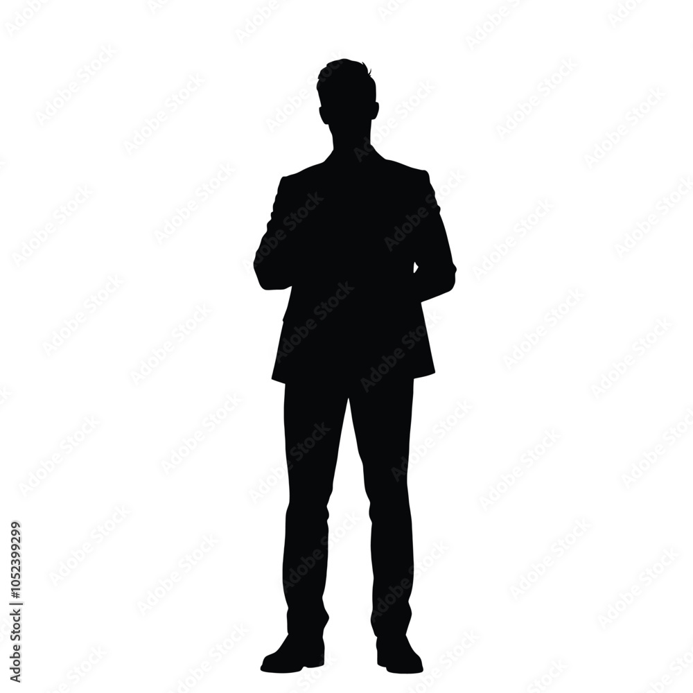 a business man standing pose vector silhouette, black color silhouette, isolated white background a business man standing pose vector silhouette, black color silhouette, isolated white background