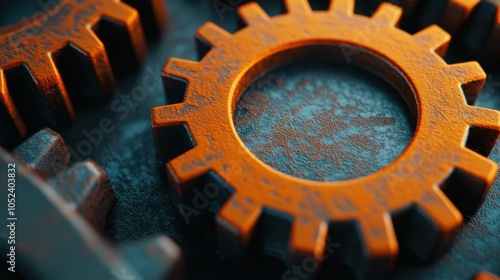 Close-Up of Interlocking Gears in Gearbox Mechanism photo