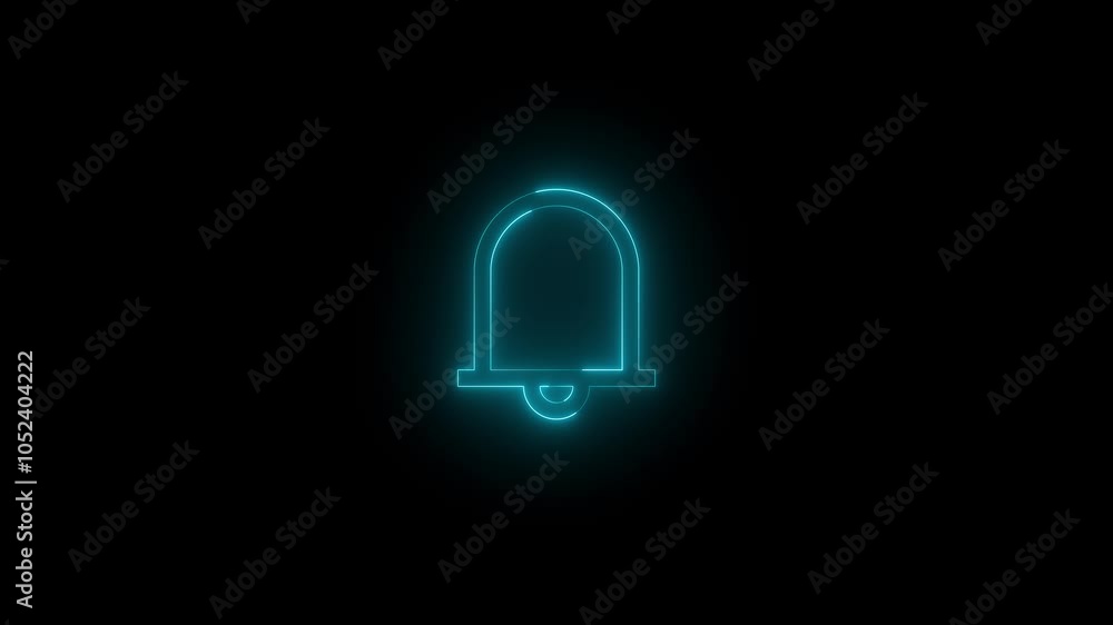 Neon ringer icon glowing black background animation Neon ringer icon glowing black background animation