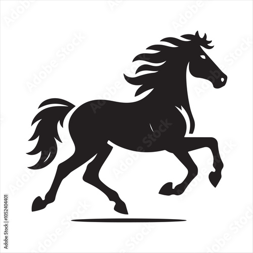 Trotting Horse Silhouette Vector Art Illustration