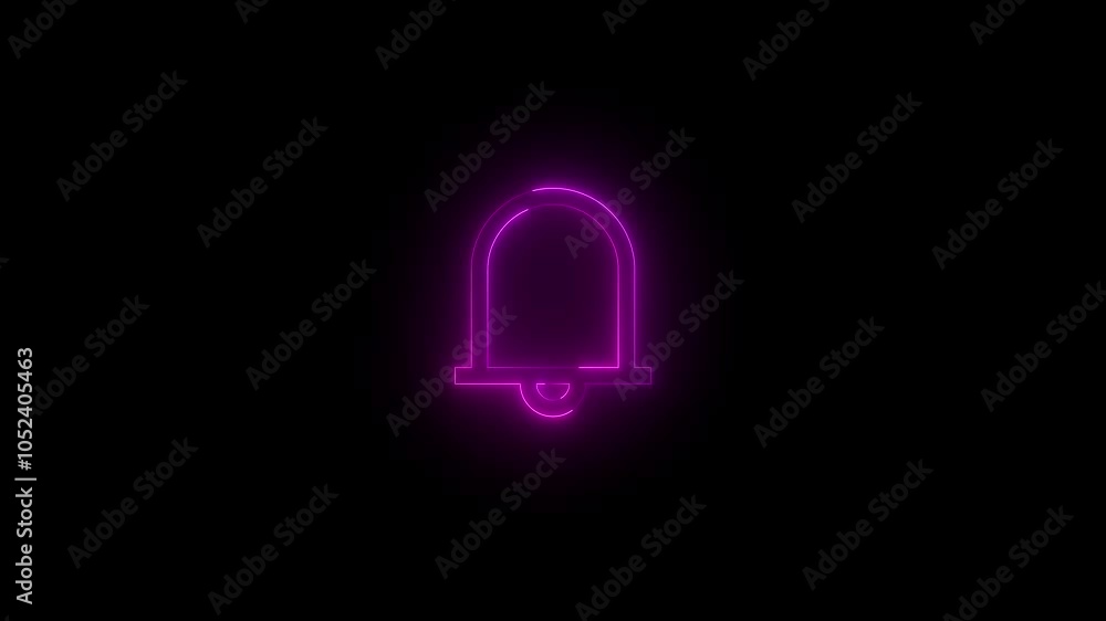 Neon ringer icon glowing black background animation Neon ringer icon glowing black background animation