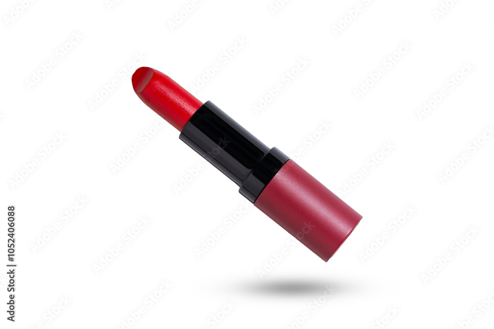Red lipstick on white background. Lipstick is an indispensable make-up product for women Red lipstick on white background. Lipstick is an indispensable make-up product for women