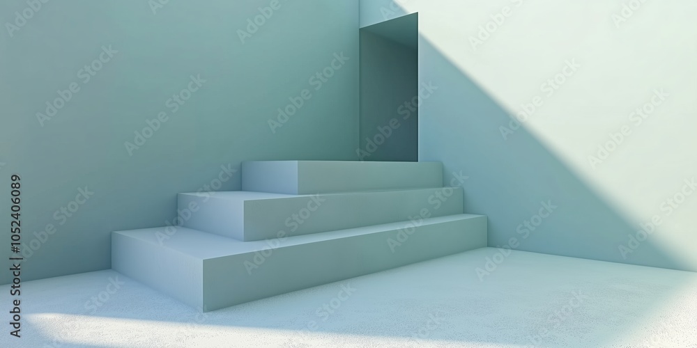 Abstract green staircase, 3D minimalist background Abstract green staircase, 3D minimalist background