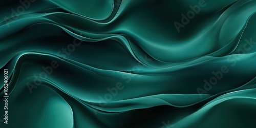 Flowing lines with rich green tones, abstract minimalist background