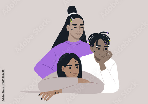 A group of three teenagers embraces their playful side by decorating their faces with star-shaped acne patches, turning a casual hangout at home into a fun, lighthearted celebration of friendship and
