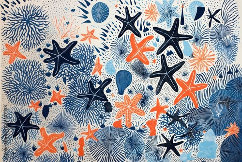 Starfish beach pattern drawing nature.