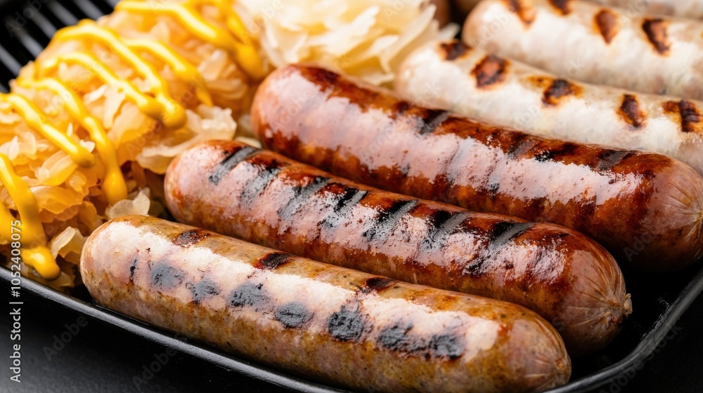 Assorted Grilled Sausages on a Platter Assorted Grilled Sausages on a Platter