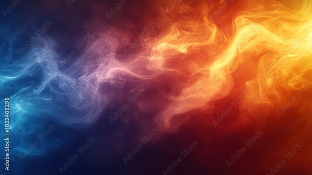Abstract Swirling Smoke in Blue and Orange Hues Abstract Swirling Smoke in Blue and Orange Hues