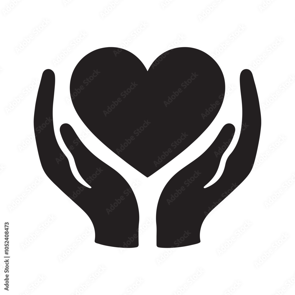 Heart shape with hands silhouette on white background
Heart shape with hands silhouette on white background