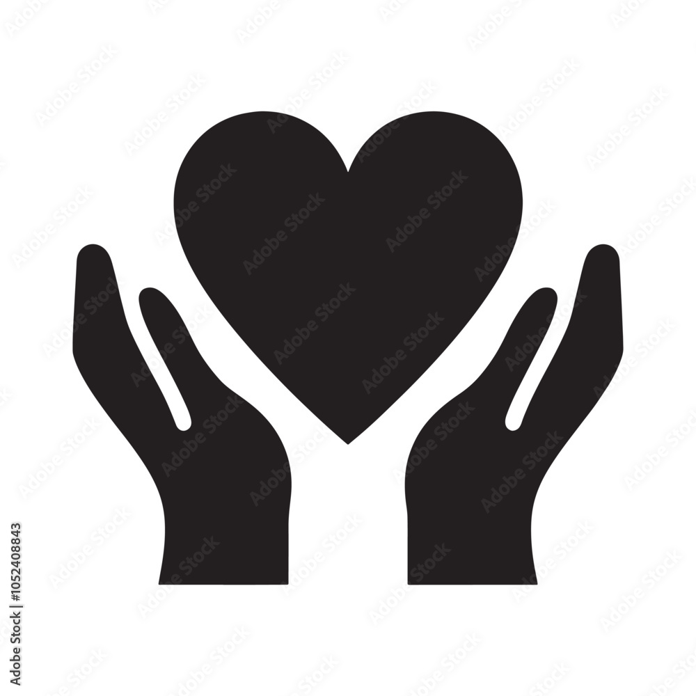 Heart shape with hands silhouette on white background
Heart shape with hands silhouette on white background
