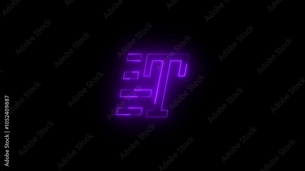 Neon rtt logo icon glowing black background animation Neon rtt logo icon glowing black background animation