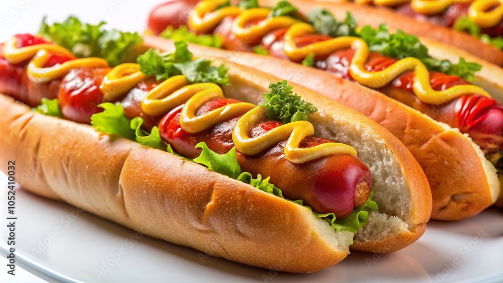 Hot Dogs Isolated on White Background - Delicious and Appetizing Food Photography Hot Dogs Isolated on White Background - Delicious and Appetizing Food Photography
