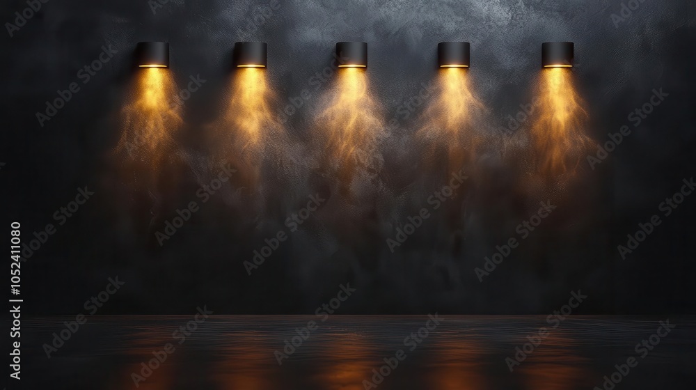 Obraz premium track lighting spotlighting on a transparent background, creating a dramatic effect for showcasing design elements in a minimalist style