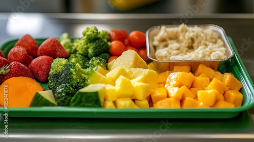 Children's lunch should be nutritionally balanced, including protein, carbohydrates, and fruits and vegetables to support their growth, strength, and energy for learning.  photo