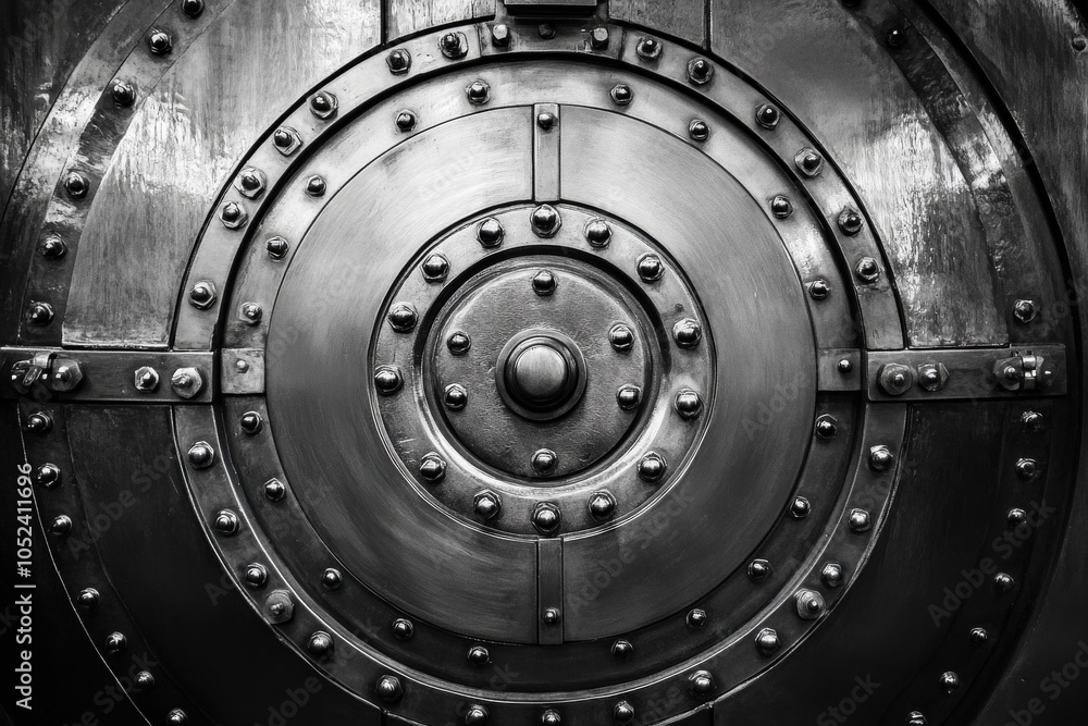 Vault Door. Metallic Bank Entrance to Safe Deposit Box Isolated Vault Door. Metallic Bank Entrance to Safe Deposit Box Isolated