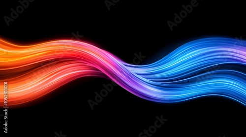 Colorful Abstract Light Waves on Black Background