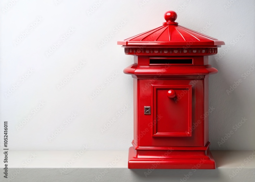 Japanese Post Box on White Background - Iconic Red Mailbox for Postal Services in Japan Japanese Post Box on White Background - Iconic Red Mailbox for Postal Services in Japan