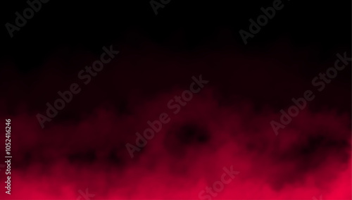 Red fog or smoke on black background. Vector effect.