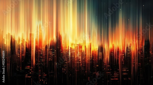 Futuristic Cityscape with Abstract Light Lines