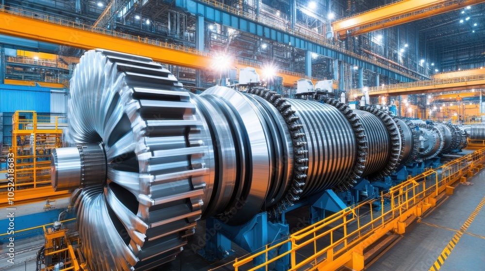 Obraz premium Massive Turbines Inside Power Plant Facility