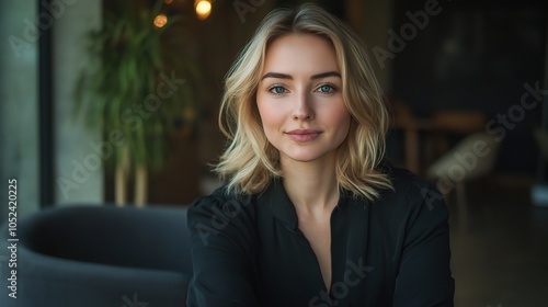 Portrait of a Young Woman in Modern Indoor Setting