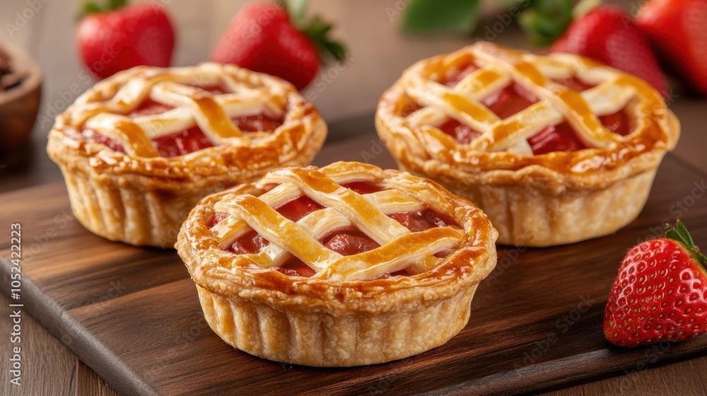 Mini Strawberry Rhubarb Pies with Lattice Crust Mini Strawberry Rhubarb Pies with Lattice Crust