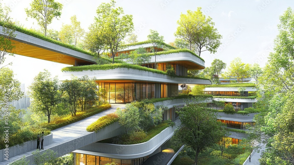 Emphasis on environmental sustainability in urban architecture. Emphasis on environmental sustainability in urban architecture.