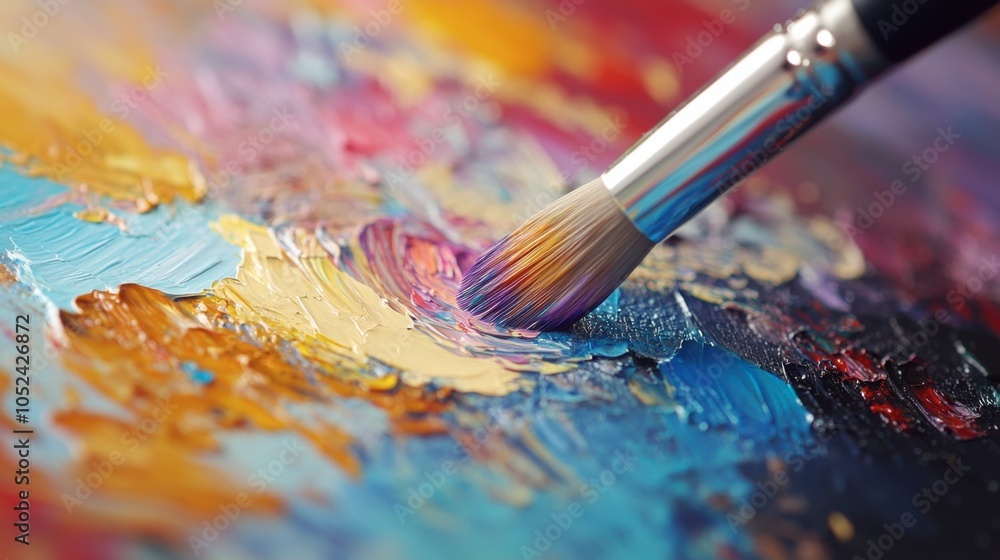 Fototapeta premium Colorful Abstract Paint on Canvas with Brush Stroke